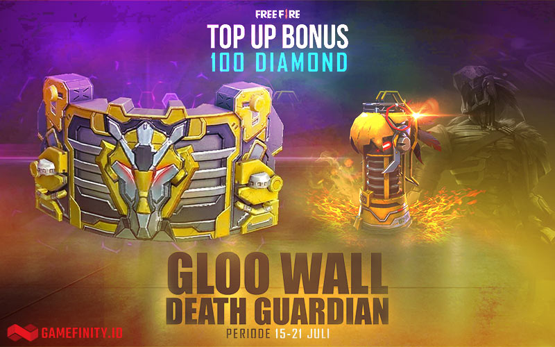 Top Up 100 Diamond Free Fire, Gratis Item Gloo Wall Death Guardian