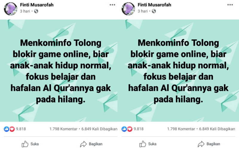Orang Tua di Facebook Minta Menkominfo Blokir Game Online, Ini Kata Netizen