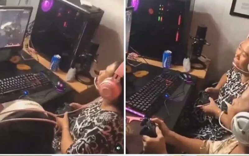 Emak Gaming! Dua Emak-emak yang Menggunakan Daster Ini Heboh Bermain Game di Komputer