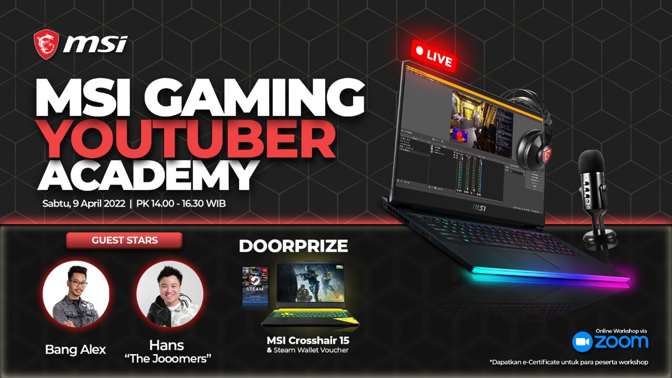 Acara MSI Gaming YouTuber Academy Segera Digelar, Pertama di Indonesia