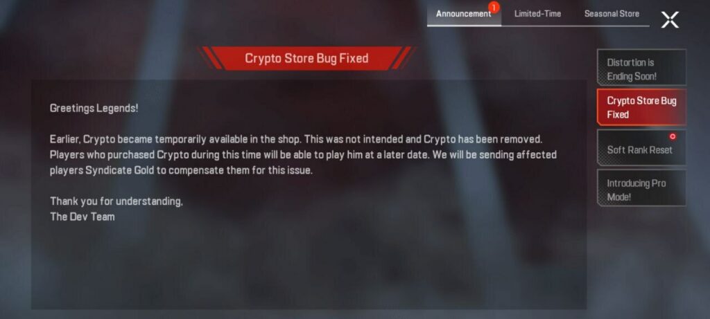 Apex Legends Mobile Crypto Bug Fixed