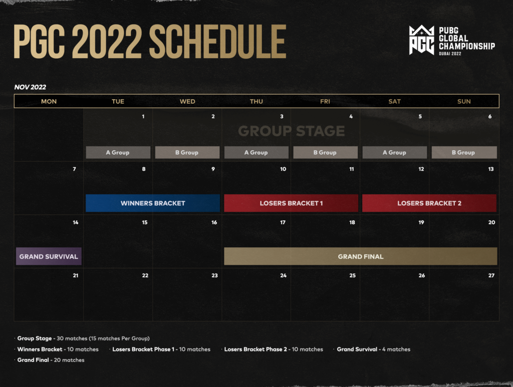 PUBG Global Championship 2022 schedule