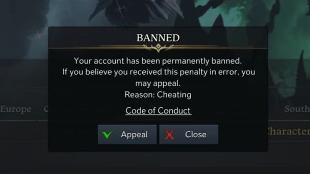 Lost Ark ban message