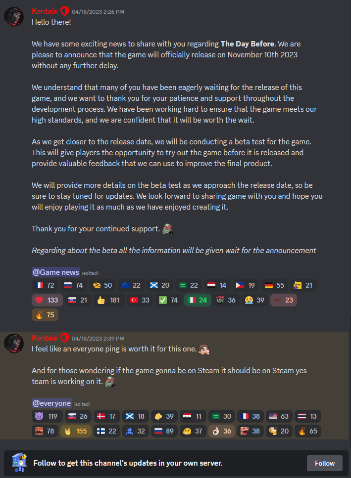 The Day Before beta announcement Discord