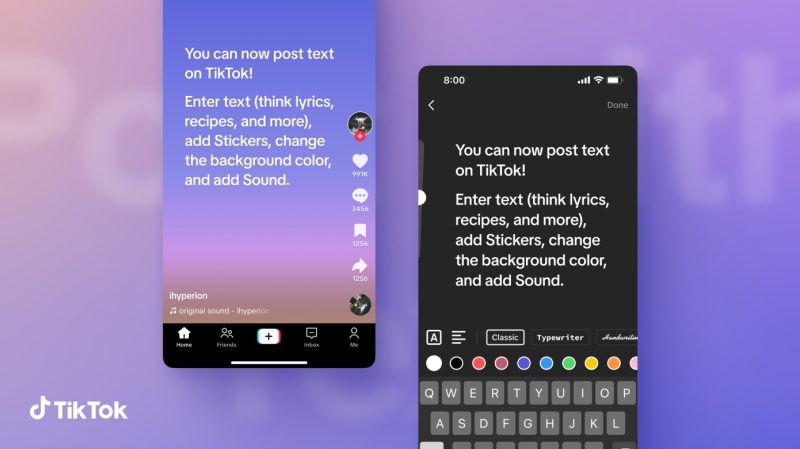 TikTok Menambahkan Dukungan untuk Posting Teks