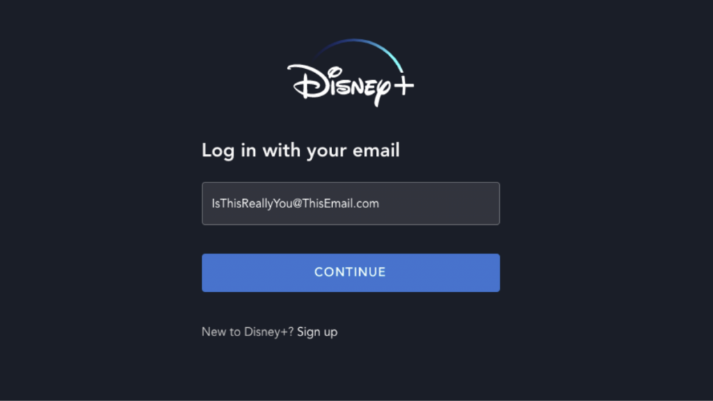 Disney+ login page