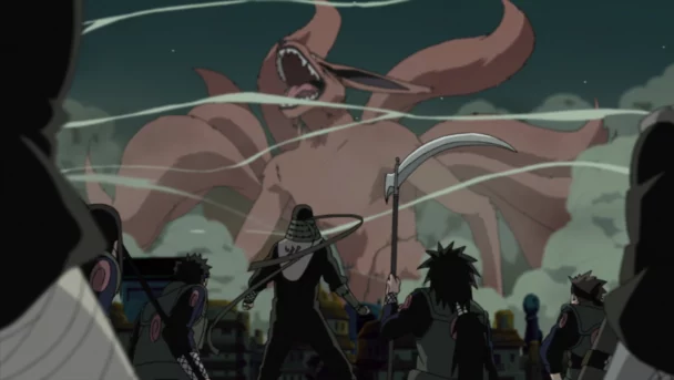 Grup Hiruzen vs Kurama di Naruto