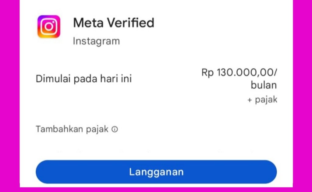 harga untuk instagram meta verified