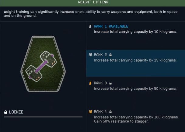 Starfield Best Skill in early gameplay Weight Lifting