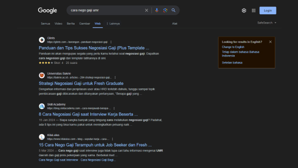 Contoh Searching Google