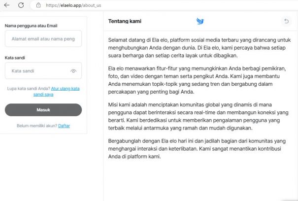 Aplikasi Ela Elo yang diduga akan menjadi sosmed pengganti X.