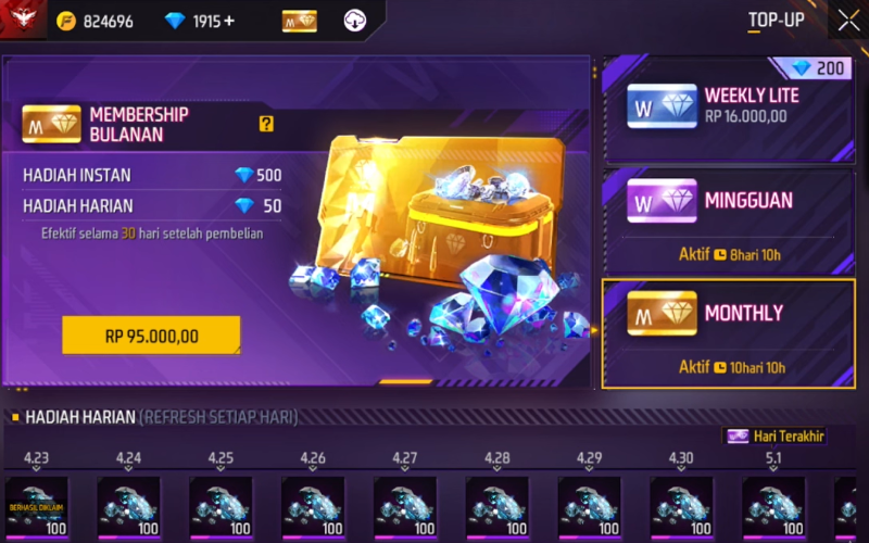 Membership Free Fire Bulanan