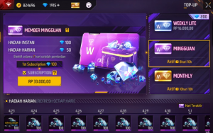 Membership Free Fire Mingguan