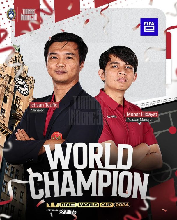 Tim Indonesia berhasil menjadi juara Piala Dunia Football Manager 2024.