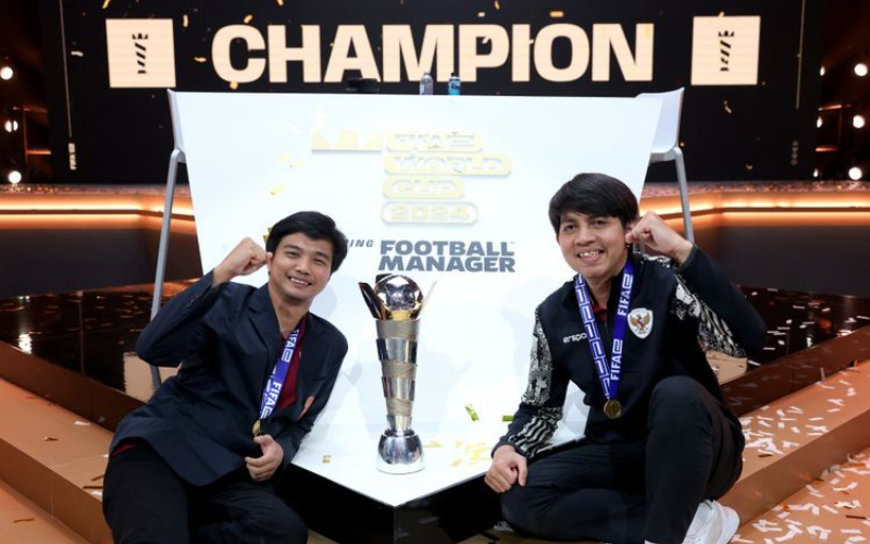 Prestasi eTimnas Indonesia yang berhasil menjadi juara piala Asia eFootball dan juara dunia Football Manager 2024.